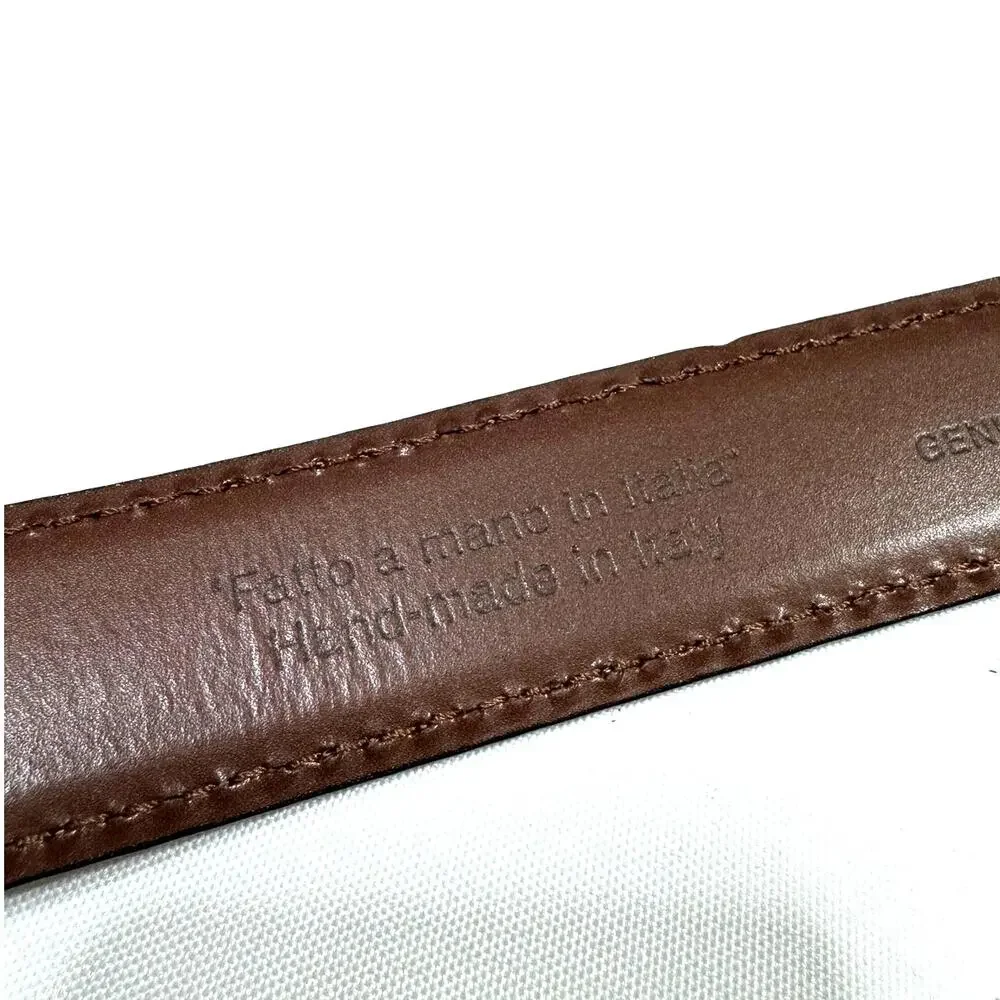 Handmade Brown Leather Belt Made in Italy Size 42